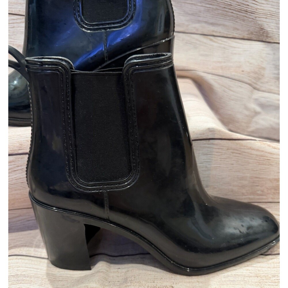 Jeffrey Campbell Women's Hurricane Block Heel Chelsea Rain Boots Black 10